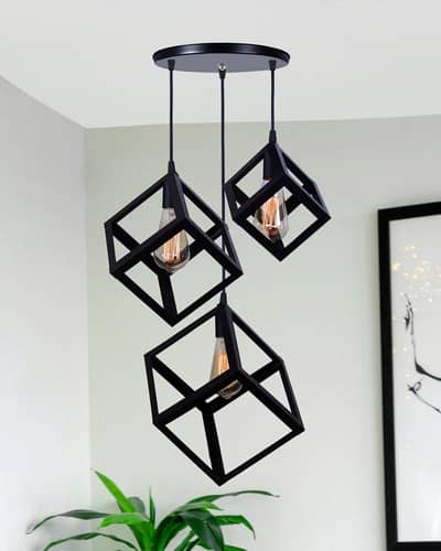 Modern Geometric Hanging Lights with Bulbs for Sale