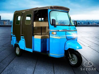 SAZGAR - 5 seater Rickshaw model 2024. With 9 persons sitting capacity