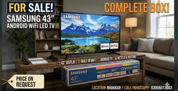 Samsung 43" Smart Android LED TV – 10/10 Condition (Complete Box)