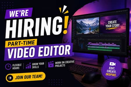 Hiring a part-time video editor, medium level of skill required