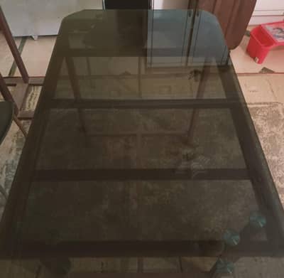 Glass dining study computer table Iron Frame-Gulshan-e-Maymar