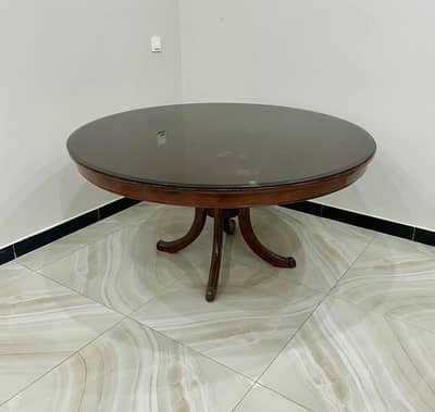 urgent sale Dinning table with mirror top & 6 chairs