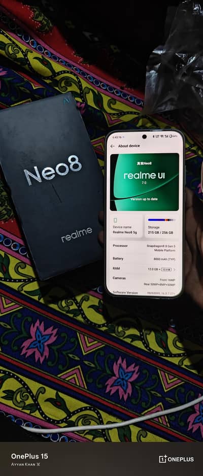 REALME NEO 8  Box & Charger 12+12/256 | 3 Months Sim Time 10/10
