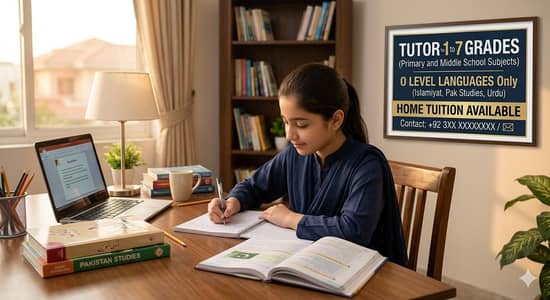 Home Tutor for Grades 1–7 & O-Level (Islamiyat, Pak Studies, Urdu)