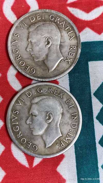 CANADIAN GEORG-IV 1947/1948 SET OF (2) DOLLAR OLD COINS,  RARE COINS