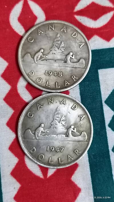 CANADIAN GEORG-IV 1947/1948 SET OF (2) DOLLAR OLD COINS,  RARE COINS