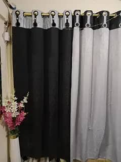 silver and black curtains