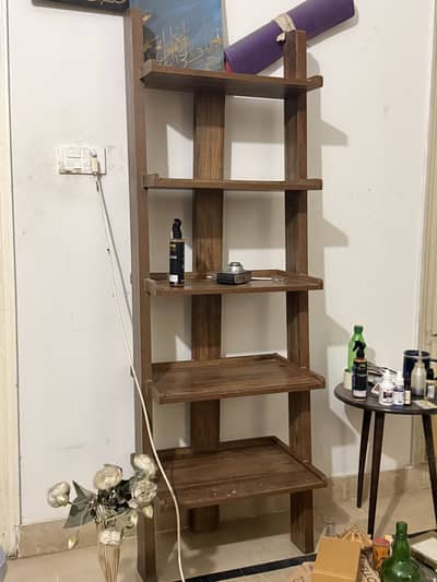 Wooden ladder shelf book shelf