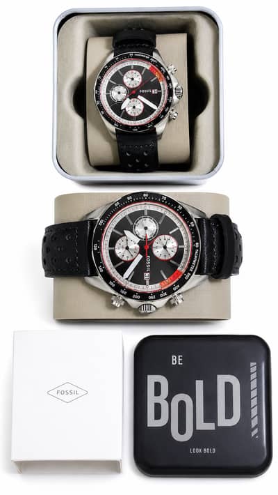Fossil Autocross Men’s Chronograph Quartz Black Leather Strap