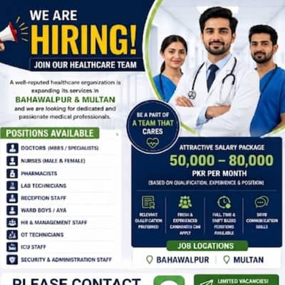 we are hiring urgent staff for newly make hospital