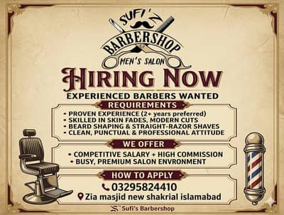 Professional barber required