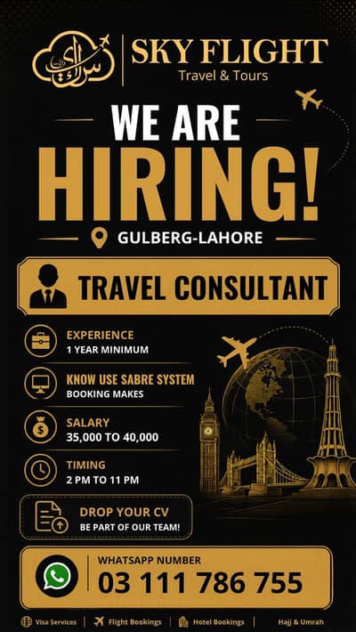 Travel Consultant Required – Lahore (Gulberg)