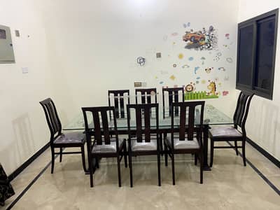  Premium Sheesham Wood 8-Seater Dining Table Set (with Glass Top)