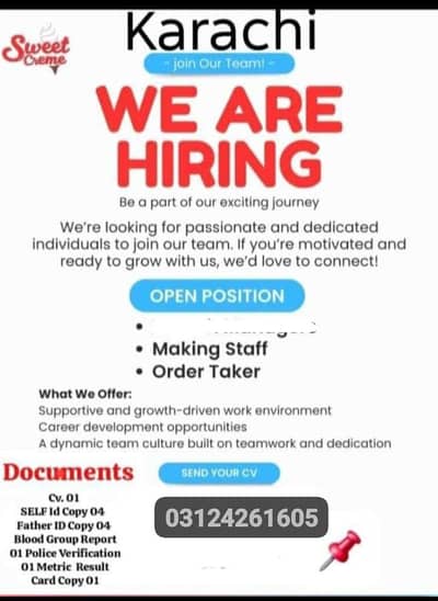 Making & order taker Hiring