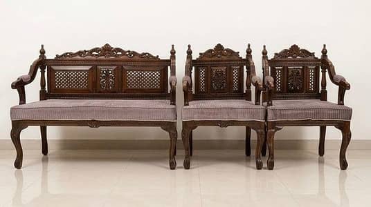 Sheemsham Wood Traditional Sofa Set for Sale