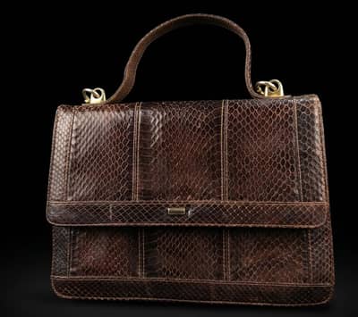 Original  Vintage Reticulated Python Skin Handbag