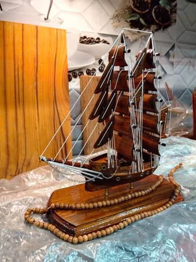 "Premium Handmade Berma Teak Wooden Sail Ship Model"*