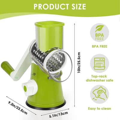 Premium Rotary Drum Vegetable Slicer & Manual Grater Cutter