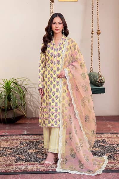 print shirt+ simple trousers+ net dupatta