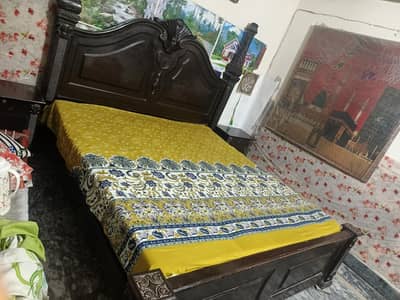 Double big bead + metress + 2 side tables for sale.
