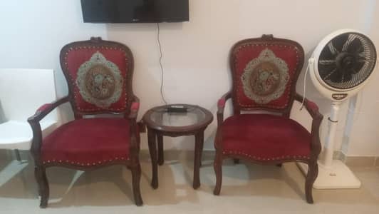 french antique style wooden chair+table set