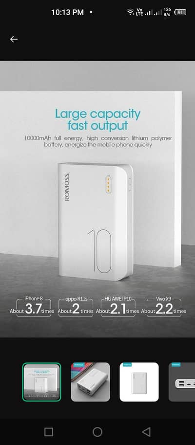 White Power Bank 1000mah Fast Charge Portable