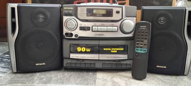 cd player, double tape recorder, radio, aiwa