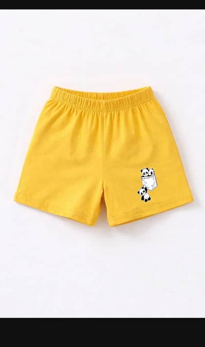 Baby Shorts Yellow Panda Print Elastic Waist