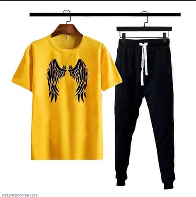 *: Men Cotton Jersey Track Suit Yellow Black Wing Medium to XL