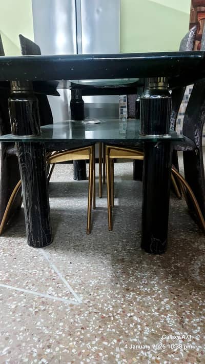 Luxury 6-Chair Glass Dining Table with Double Storage