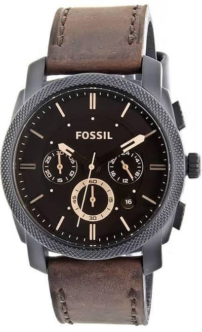 original fossil machine chronograph brown leather watch _prenium