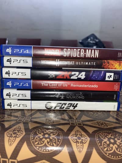 Ps5/4 titles like MK11 Last of us Fc24 Black myth wukong Wwe 2k24 etc