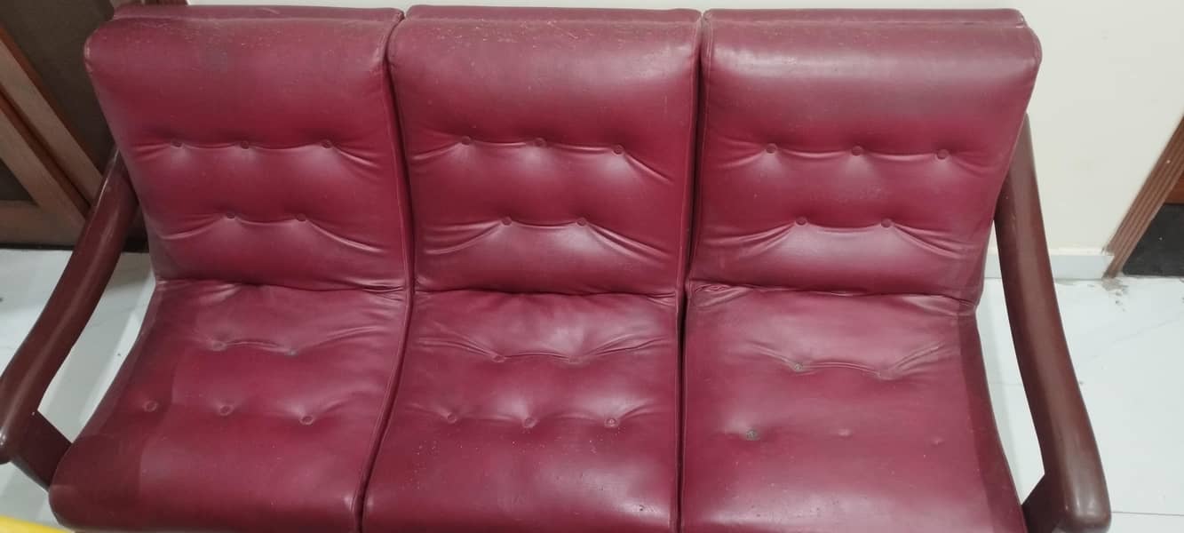 Red leather Sofa set 1