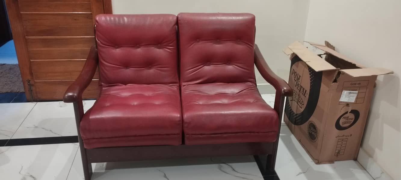 Red leather Sofa set 2