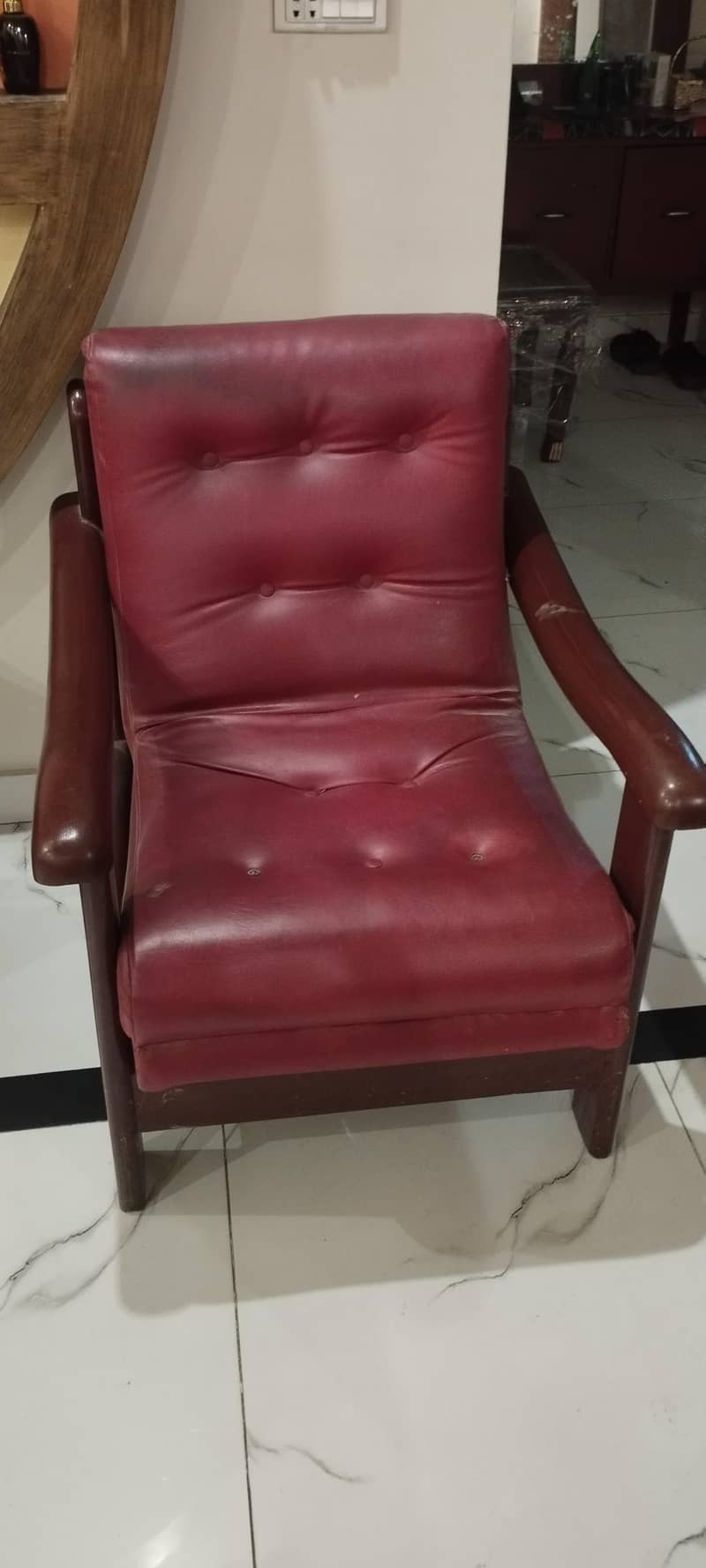 Red leather Sofa set 5