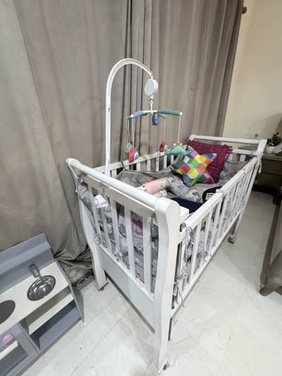 Baby cot and cabinet