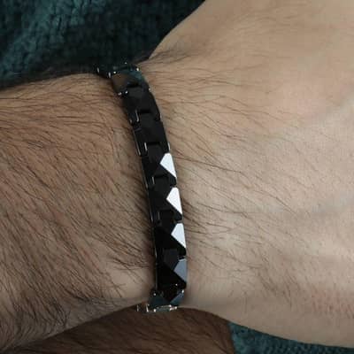 Tungsten Carbide Ceramic Black Bio Magnetic Bracelet and Ring