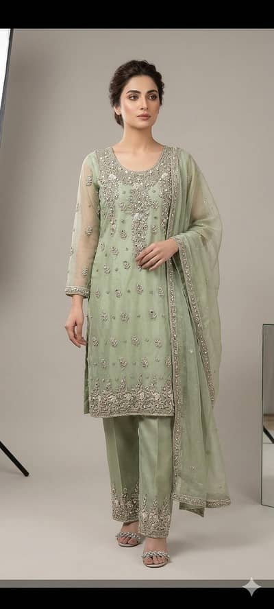 Soft Mint Green Organza Suit