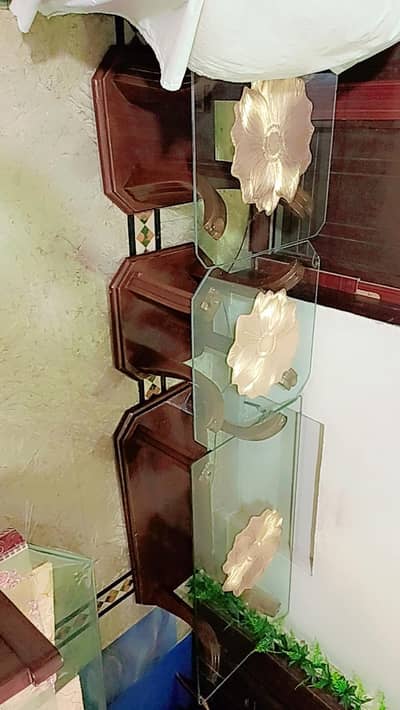 Wooden Center Tables Set – Glass Top – Excellent Condition