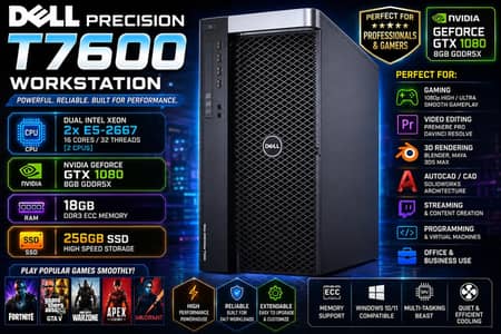 Dell T7600 Gaming PC GTX 1080 8GB 16-Core 32-Threads ( better then i7)