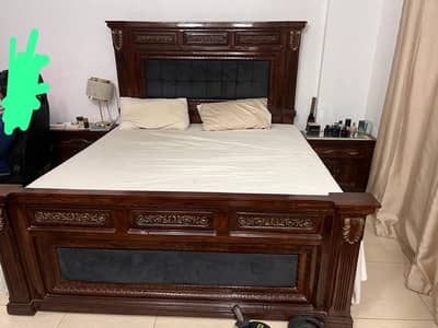King size bed with mattress and side tables