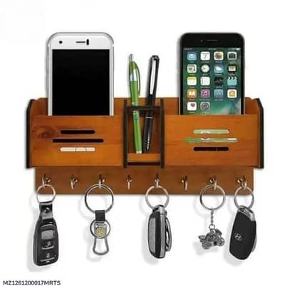 Phone holder with phone slots & wooden key