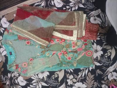 clothes(One time used only,Net & Banarsi mix suit ,shaposh brand)