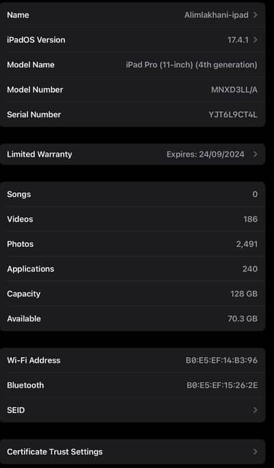 iPad Pro 11" M2 (4th Gen) 128GB |Screen Damaged