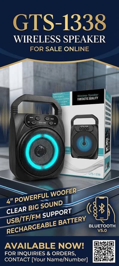 GTS 1338 4" Bluetooth MP3 Speaker with Audio Function