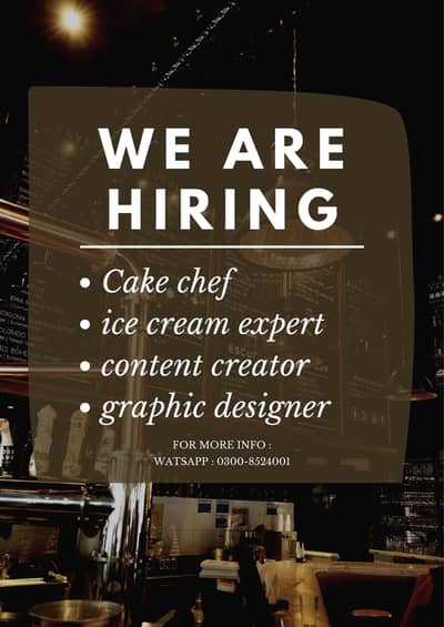 We Are Hiring Professionals & Helper | Cafe Job | Ice Cream Expert