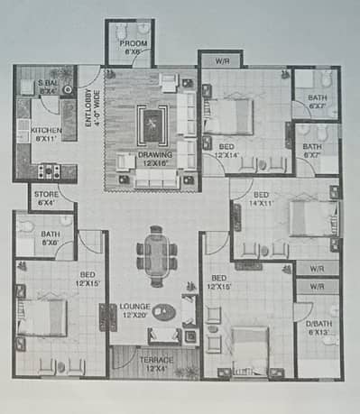 Six Bed DD Apartment Available For Sale In Saima Residencia Main Airport Road Karachi