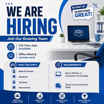 We are hiring males and females for work.