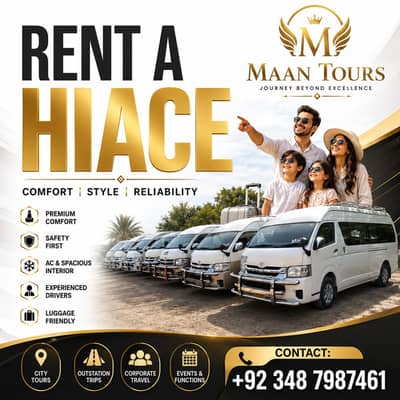Toyota Hiace for Rent in Multan, Grand cabin for rent, Maan Tours