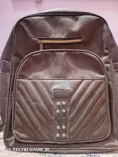 Vintage brown leather -look back bag/pack, college &school &Travel bag